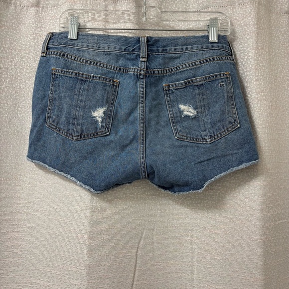 rag & bone Mid-Rise Distressed Cut-Off Jean Shorts Women’s Size 28 boho Cuff Hem - Picture 2 of 8